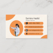 Beige Bright Orange Englischlehrerin Visitenkarte (Vorderseite)