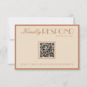 Beige Bronzer Old Money QR Code Wedding RSVP Karte (Vorderseite)