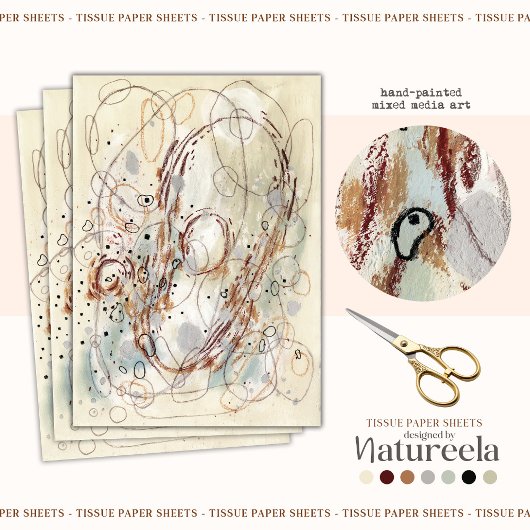 Beige Brown Abstract Decoupage Tissue Paper Seidenpapier