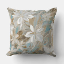 Beige Brown Aquamarin Blue Floral