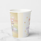 Beige Brown Baby Shower Flying Bear Design Rainbow Pappbecher (Links)