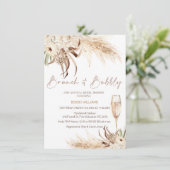 Beige Brown Boho Brunch Bubbly Brautparty Einladung (Stehend Vorderseite)