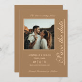 Beige Brown Boho Save the Date Einladung (Vorne/Hinten)