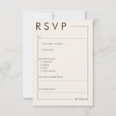 Beige Brown Border Simple Wedding RSVP Karte (Vorderseite)