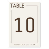 Beige Brown Border Simple Wedding Tischnummer (Vorderseite)