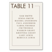 Beige Brown Border Simple Wedding Tischnummer (Vorderseite)