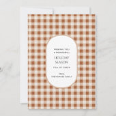Beige Brown Buffalo Kariert Typografy Holiday Card (Vorderseite)