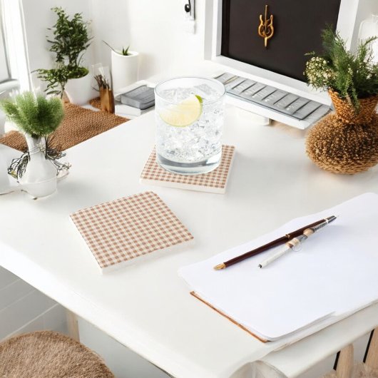 Beige Brown Buffalo Karierter Urlaub Steinuntersetzer