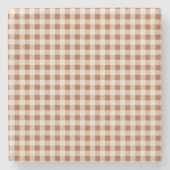 Beige Brown Buffalo Karierter Urlaub Steinuntersetzer (Vorderseite)