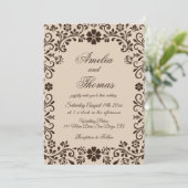 Beige Brown Elegant Garden Wedding  Invitation Einladung (Stehend Vorderseite)
