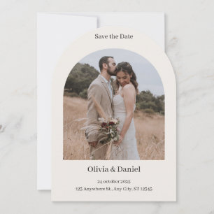 Beige Brown Elegant Minimalistisch Save the Date I Einladung