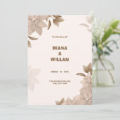 Beige Brown Elegante Ästhetische Hochzeitseinladun Einladung (Stehend Vorderseite)