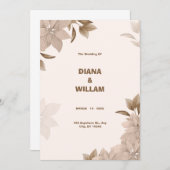 Beige Brown Elegante Ästhetische Hochzeitseinladun Einladung (Vorne/Hinten)