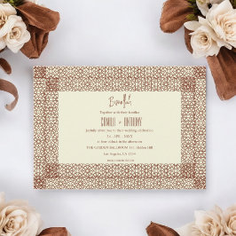 Beige Brown Islamic Geometric Two Border Wedding Einladung