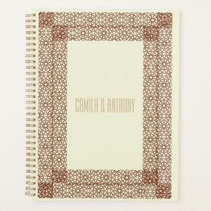 Beige Brown Islamic Geometric Two Border Wedding Planer