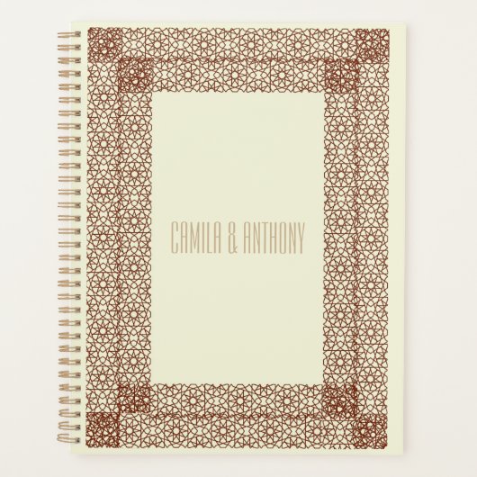 Beige Brown Islamic Geometric Two Border Wedding Planer (Vorderseite)