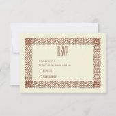 Beige Brown Islamic Geometric Two Border Wedding RSVP Karte (Vorderseite)