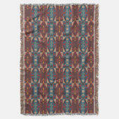 Beige Brown Maroon Red Dark Aquamarin Blue Tribal  Decke (Vorderseite Vertikal)