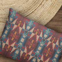 Beige Brown Maroon Red Dark Aquamarin Blue Tribal 