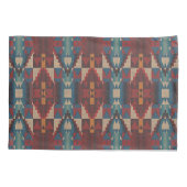 Beige Brown Maroon Red Dark Aquamarin Blue Tribal Kissenbezug (Rückseite-Links)