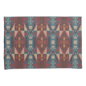 Beige Brown Maroon Red Dark Aquamarin Blue Tribal Kissenbezug (Vorderseite-Rechts)