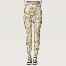Beige-Brown Paisley Leggings