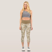 Beige-Brown Paisley Pattern Hochgebirgskäfer Capri Leggings (Vorderseite)