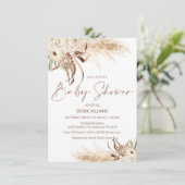 Beige Brown Pampas Grass Brautparty Einladung (Stehend Vorderseite)