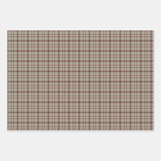 Beige Brown Plaid Classic Pattern Rustic Geschenkpapier Set (Vorderseite 3)