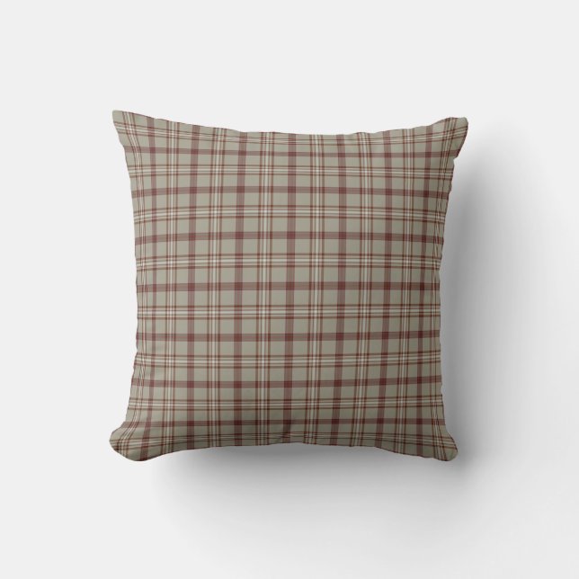 Beige Brown Plaid Classic Pattern Rustic Kissen (Vorderseite)