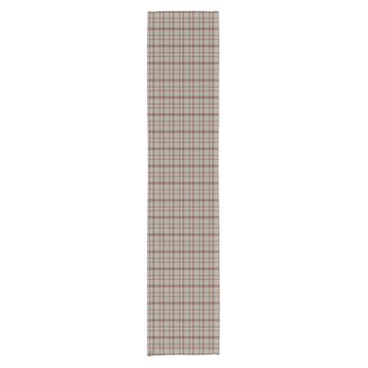 Beige Brown Plaid Classic Pattern Table Runner Kurzer Tischläufer (Vorderseite)