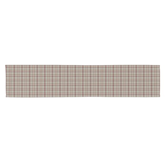 Beige Brown Plaid Classic Pattern Table Runner Kurzer Tischläufer (Horizontal)