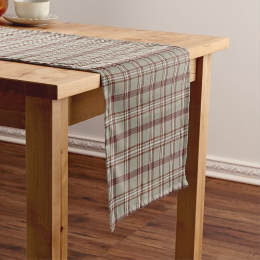 Beige Brown Plaid Classic Pattern Table Runner Kurzer Tischläufer (Beispiel)
