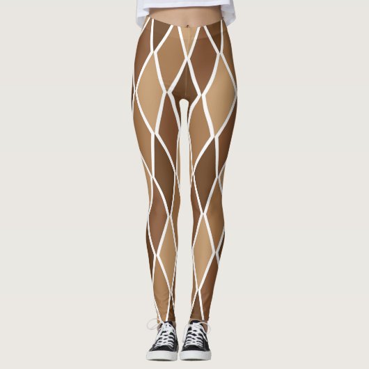 Beige Brown-Rauten-Harlekin-Diamant Trendy Leggings (Vorderseite)