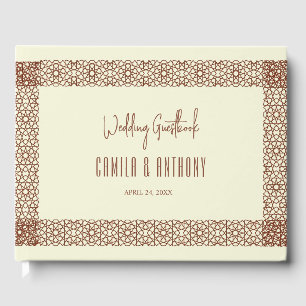 Beige Brown Rustic Islamic Geometric Single Border Gästebuch