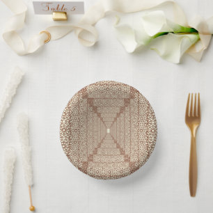 Beige Brown Rustic Islamic Geometric Single Border Pappteller