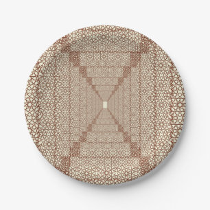 Beige Brown Rustic Islamic Geometric Single Border Pappteller
