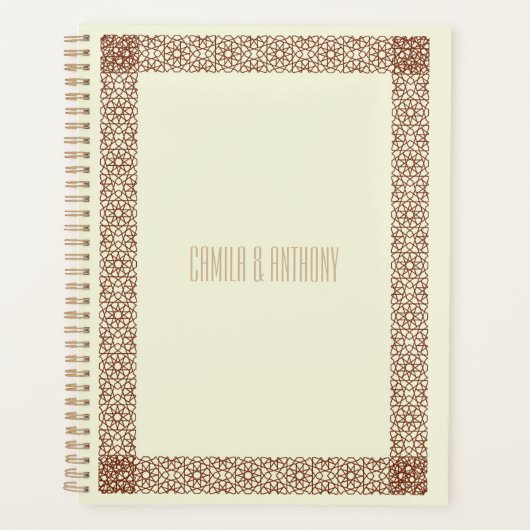Beige Brown Rustic Islamic Geometric Single Border Planer (Vorderseite)
