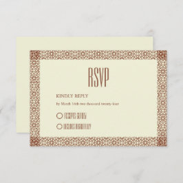 Beige Brown Rustic Islamic Geometric Single Border RSVP Karte