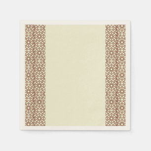 Beige Brown Rustic Islamic Geometric Single Border Serviette