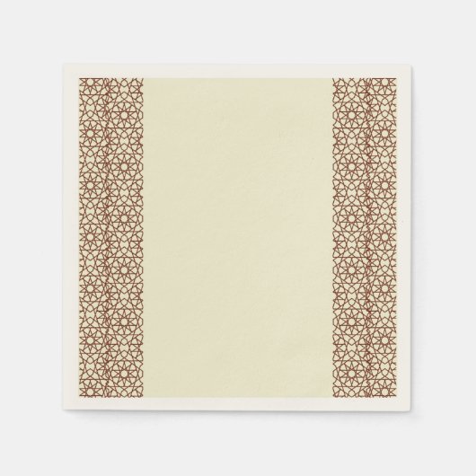 Beige Brown Rustic Islamic Geometric Single Border Serviette (Vorderseite)
