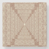Beige Brown Rustic Islamic Geometric Single Border Steinuntersetzer (Vorderseite)