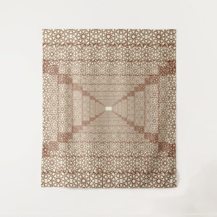 Beige Brown Rustic Islamic Geometric Single Border Wandteppich