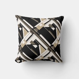 Beige Brown Schwarz-weiß Diagonal Geometric Design Kissen