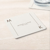 Beige Brown Simple Monogram Wedding Rechteckiger Pappuntersetzer (angewinkelt)