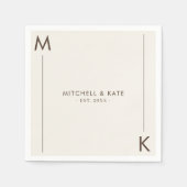Beige Brown Simple Monogram Wedding Serviette (Vorderseite)