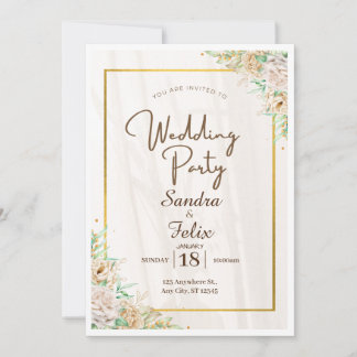Beige Brown Simple Wedding Party Invitation  Einladung