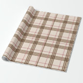 Beige Brown Tartan Kariert Wrapping Paper Geschenkpapier (Ungerollt)