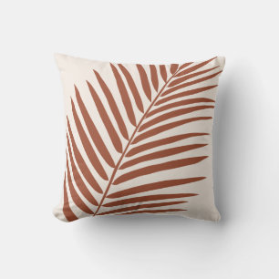 Beige Brown Terracotta Palm Leaf Tropical Kissen