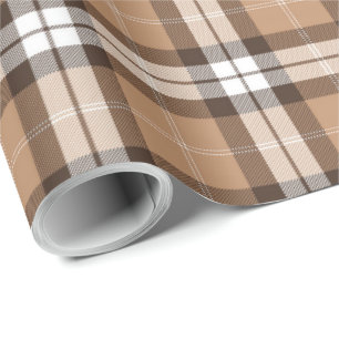Beige Browntartan-kariertes schottisches Muster Geschenkpapier